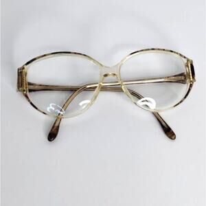 Vintage Eyeglasses Round Frame Italy 135 Full Rim Plastic Multi-Color Clear Gold